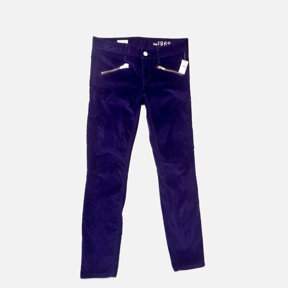 Gap 1969 Always Skinny Zipper Pockets & Ankle Women's 27r Velvet Navy Pants NWOT - Picture 2 of 15
